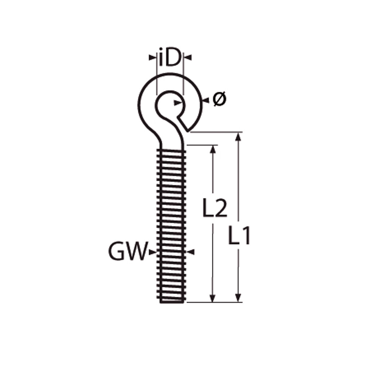 Ösenschraube M5 - M10, Edelstahl A2 - AISI 304 Ösenschraube M5 - M10, Edelstahl A2 - AISI 304