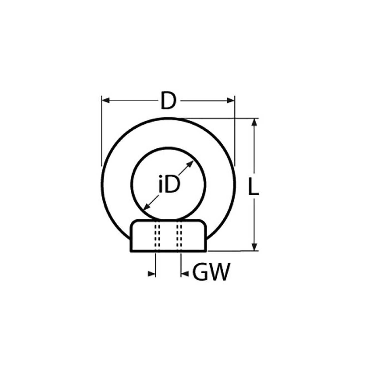 Ringmutter schwarz gegossen Technsiche Zeichnung Ringmutter M5 - M10 gegossen ähnl. DIN 582, Edelstahl A4 - AISI 1.4401, PVD Schwarz