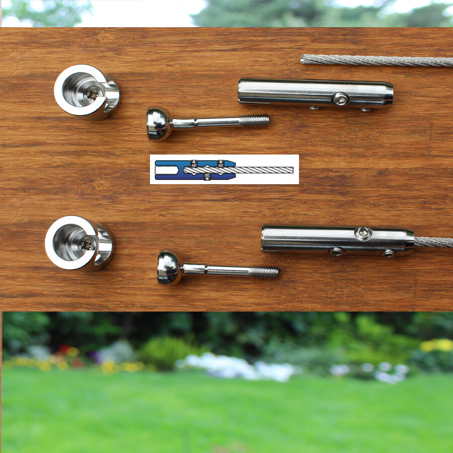 GK26 Selbstmontage Set mit Kugelgelenk für 3mm Drahtseil GK26 Selbstmontage Set mit Kugelgelenk für 3mm Drahtseil