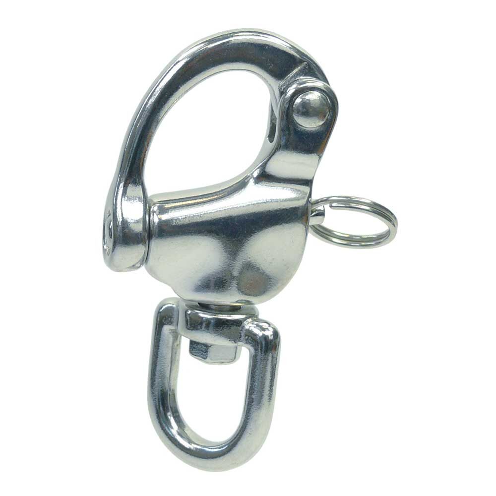 SchnappschäkelmitWirbel Schnappschäkel mit Wirbel / 70 - 128mm, Edelstahl A4 - AISI 316