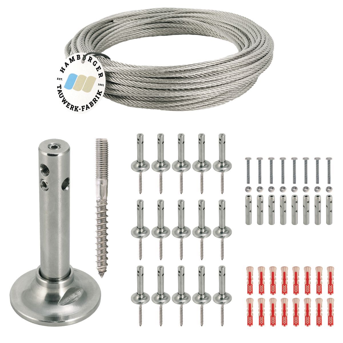 Ranksystem Exklusive 88mm / 16 Wandhalter / 18,0m Drahtseil Ranksystem Exklusive 88mm / 16 Wandhalter / 18,0m Drahtseil