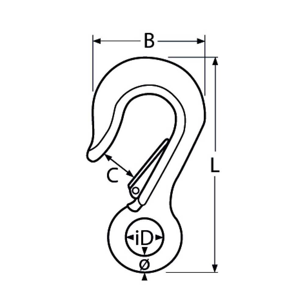 TZLasthakenmitAuge Load Hook with Eye 100mm, Stainless Steel