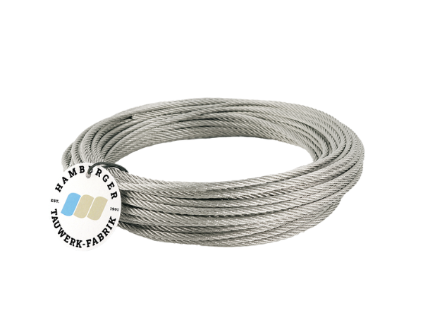 Edelstahl-Drahtseil 7x7 / 3, 0mm / Meterware Edelstahl-Drahtseil 7x7 / 3, 0mm / Meterware | Hamburger Tauwerk Fabrik – Beste Qualität seit 1901. Jetzt online kaufen