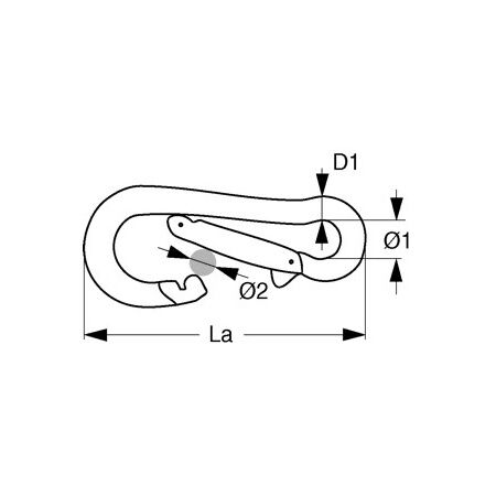 TZKarabinerKeyLock Karabinerhaken Key Lock 5,0 - 12mm, Edelstahl A4 - AISI 316