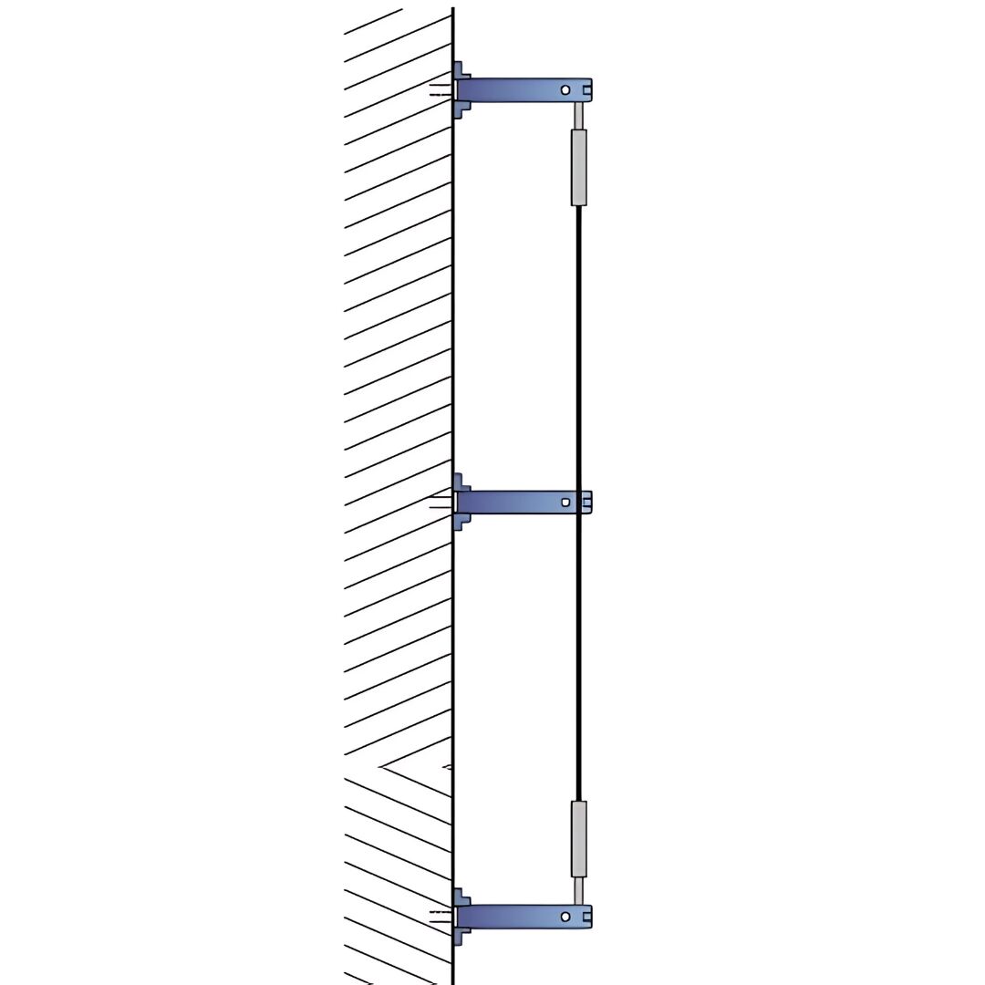 Ranksystem Exklusive 88mm / 3 Wandhalter / 4,5m Drahtseil Ranksystem Exklusive 88mm / 3 Wandhalter / 4,5m Drahtseil