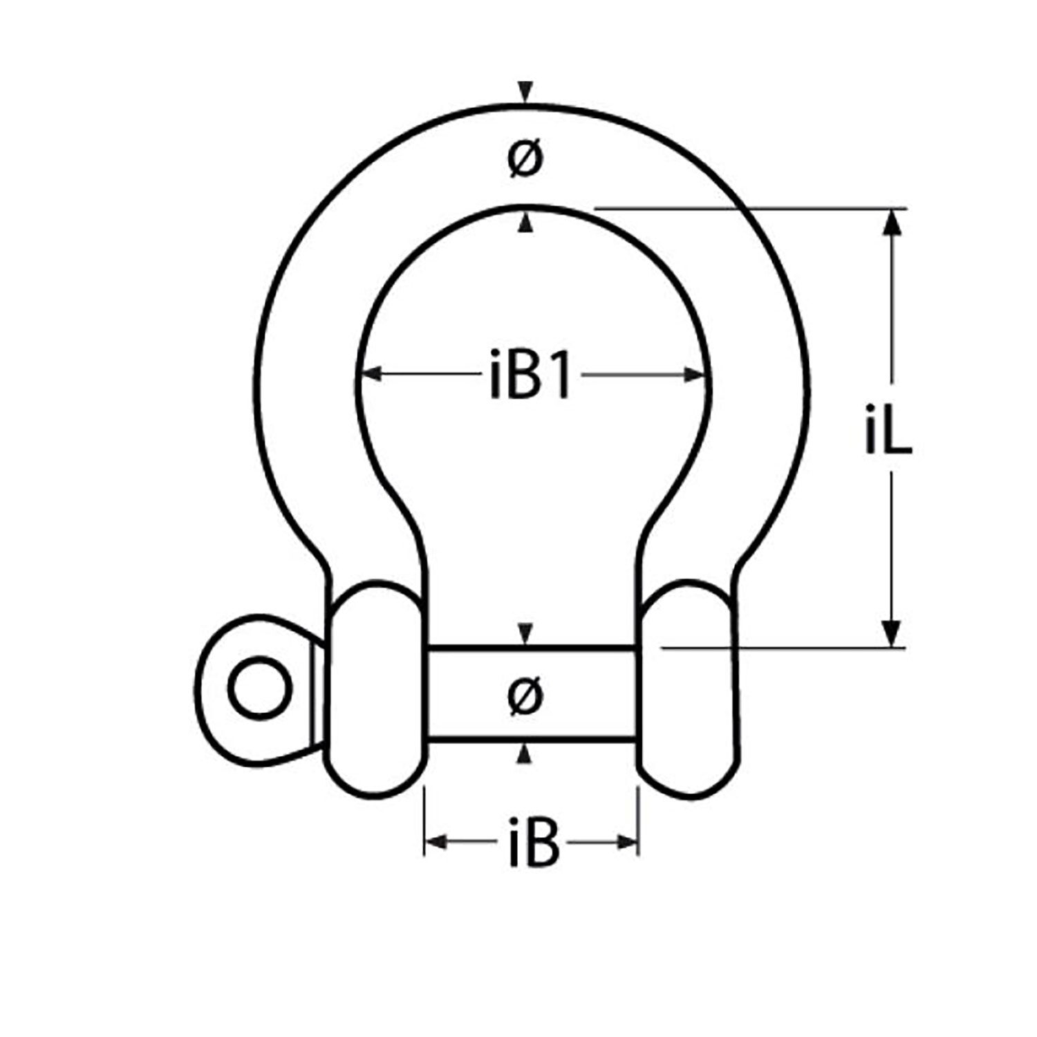 D-Schäkel - geschweifte Form M4 - M12, Edelstahl A4 - AISI 316, PVD Schwarz