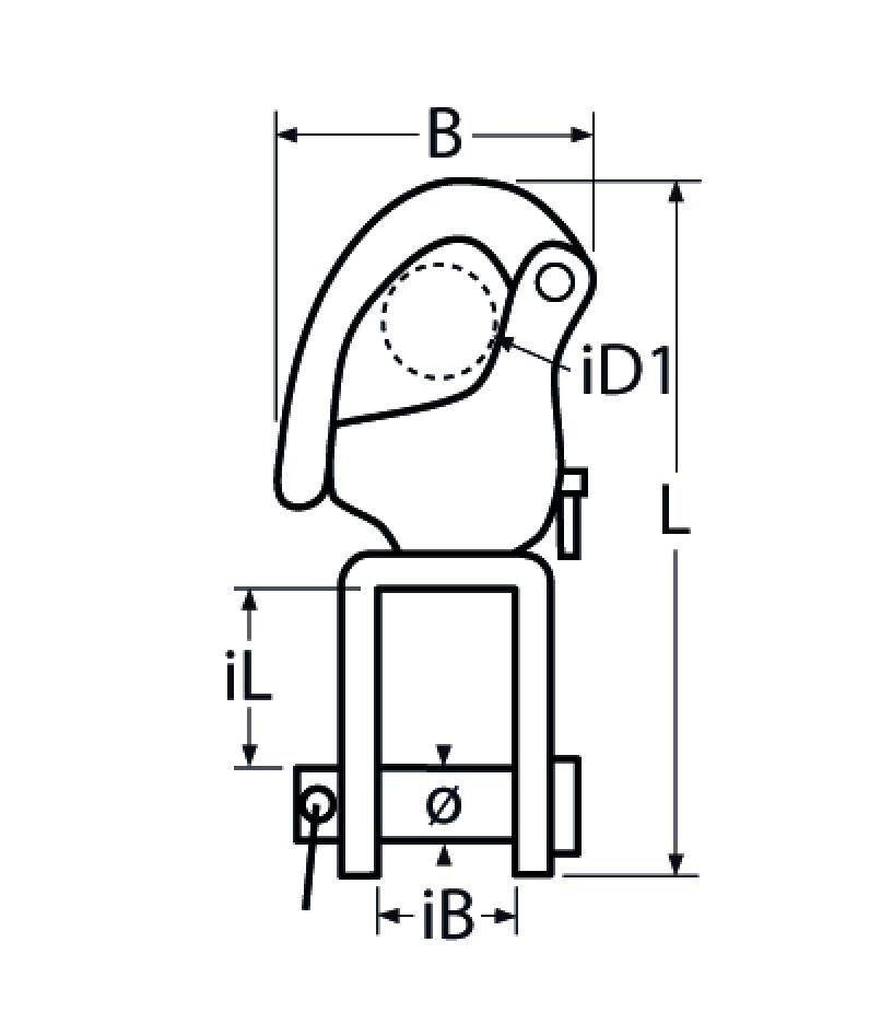 TZSchnappschäkelmitWirbelschäkel Snap Shackle with Swivel Shackle 70 - 128mm, Stainless Steel A4 - AISI 316