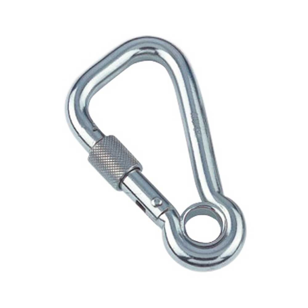 Karabinerasymmetrisch Karabinerhaken asym. mit Sicherheitsmutter und Kausche 6,0 - 11mm, Edelstahl A4 - AISI 316