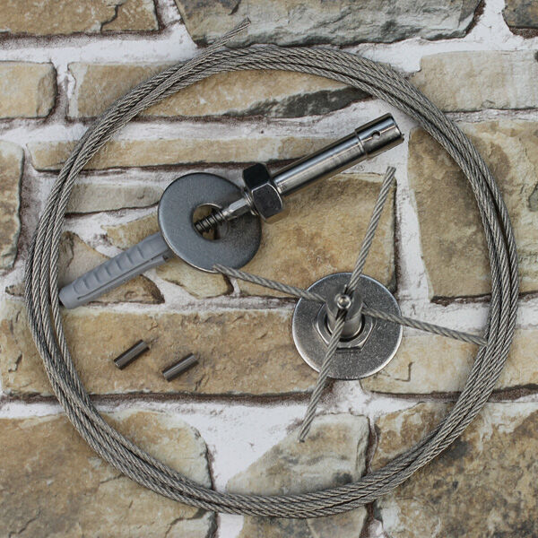 Ranksystem16Wandhalter Ranksystem 58mm Bausatz / 16 Wandhalter / 28,5m Drahtseil