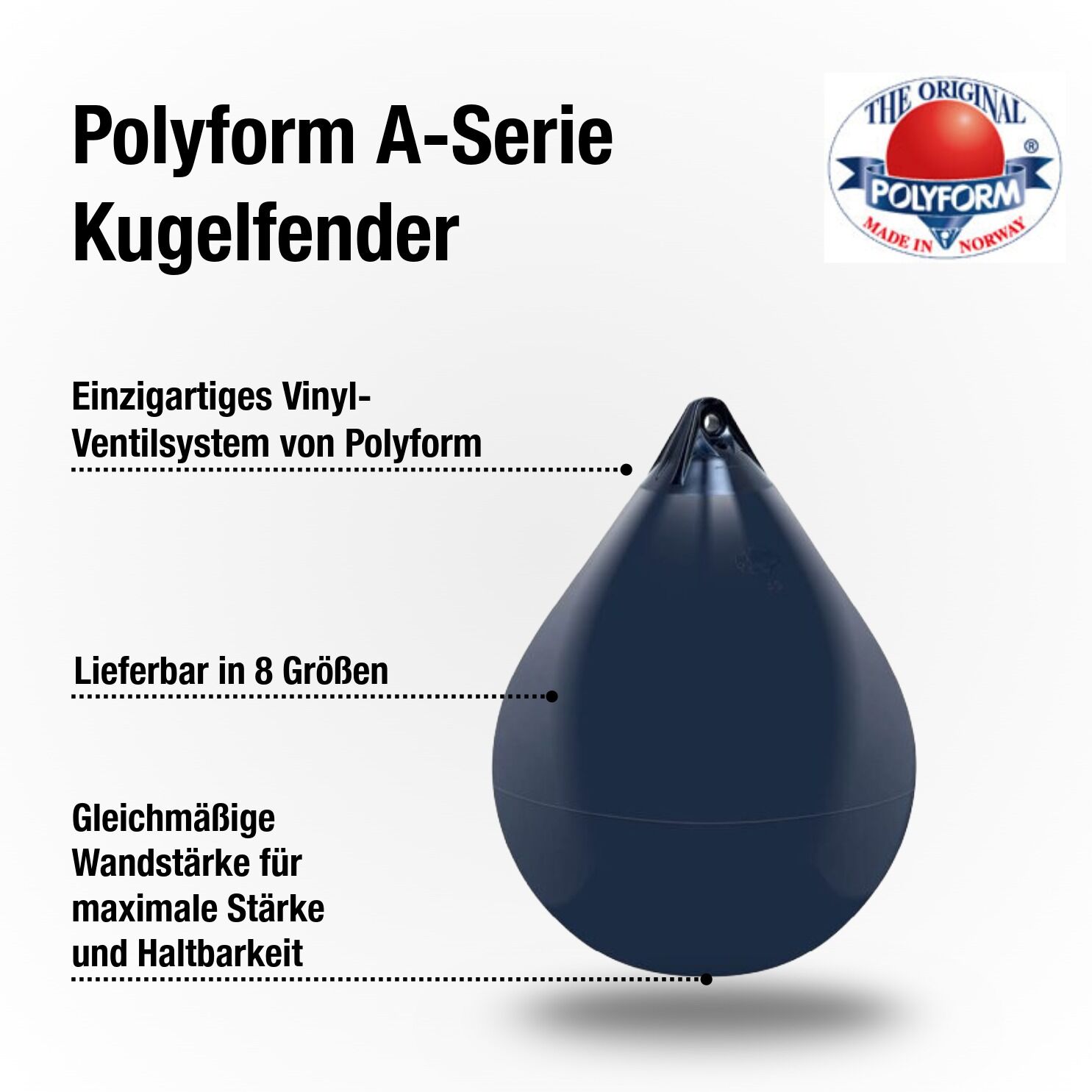 Polyform Kugelfender Typ A2 / 500mm x 390mm / Blau | Hamburger Tauwerk Fabrik – Beste Qualität seit 1901. Jetzt online kaufen