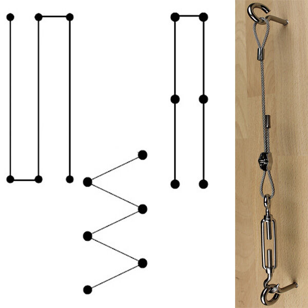 Ranksystem 35mm Bausatz / 6 Wandhalter / 7,0m Drahtseil Ranksystem 35mm Bausatz / 6 Wandhalter / 7,0m Drahtseil