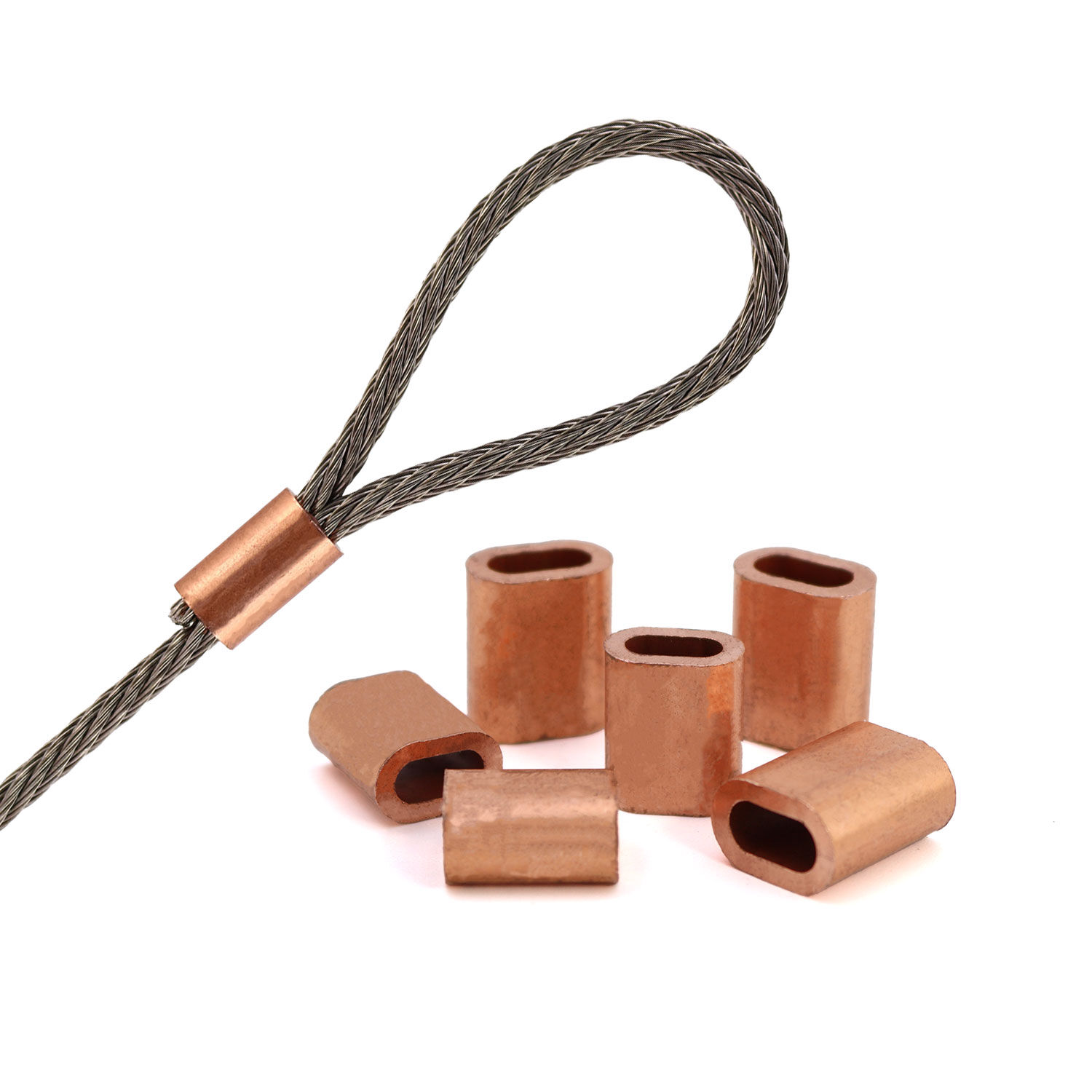 Kupfer-Pressklemme NG3,5 / 3,0 - 3,5mm Drahtseil / per Stück | Hamburger Tauwerk Fabrik – Beste Qualität seit 1901. Jetzt online kaufen