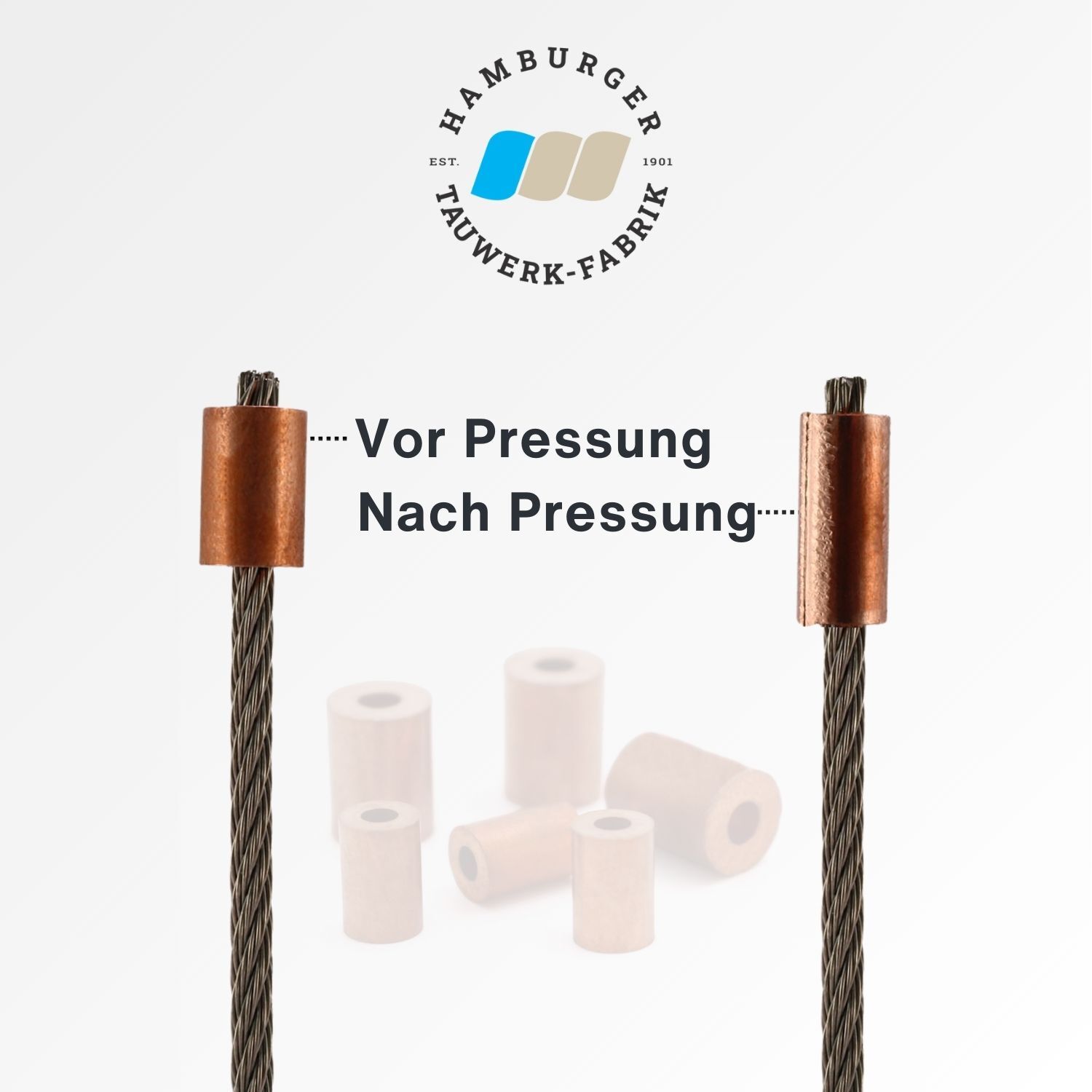 Kupfer Rund-Pressklemmen für 1,5 - 8mm Drahtseil