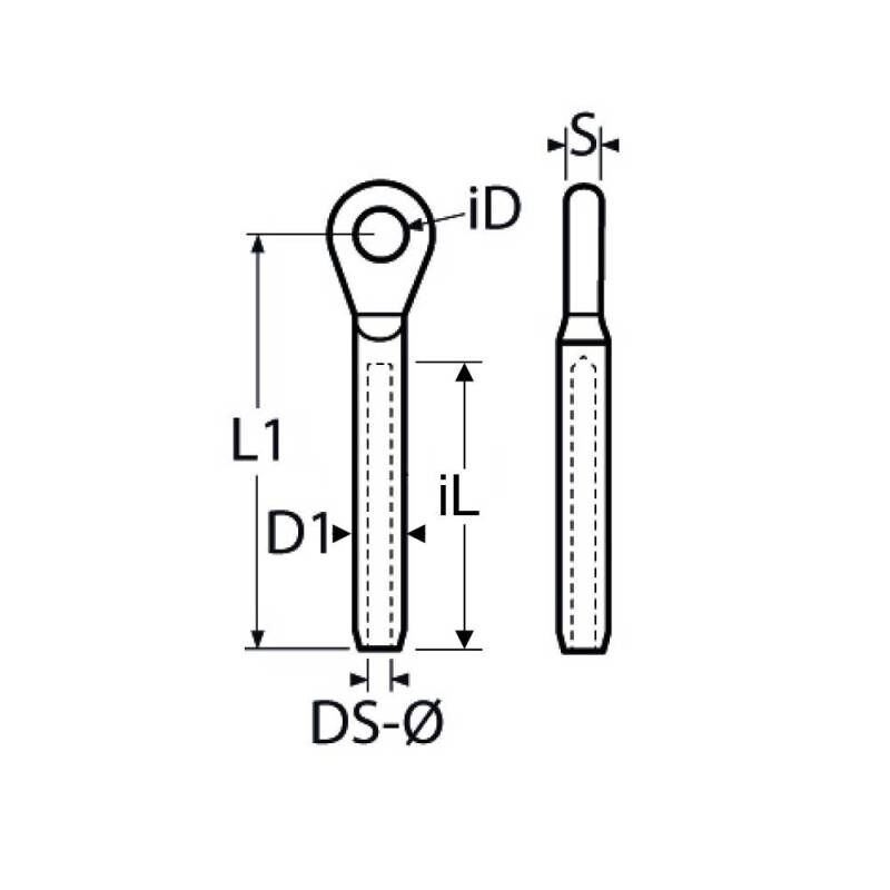 Aug-Walzterminal für 2,0mm Drahtseil / Edelstahl V4A Aug-Walzterminal für 2,0mm Drahtseil / Edelstahl V4A
