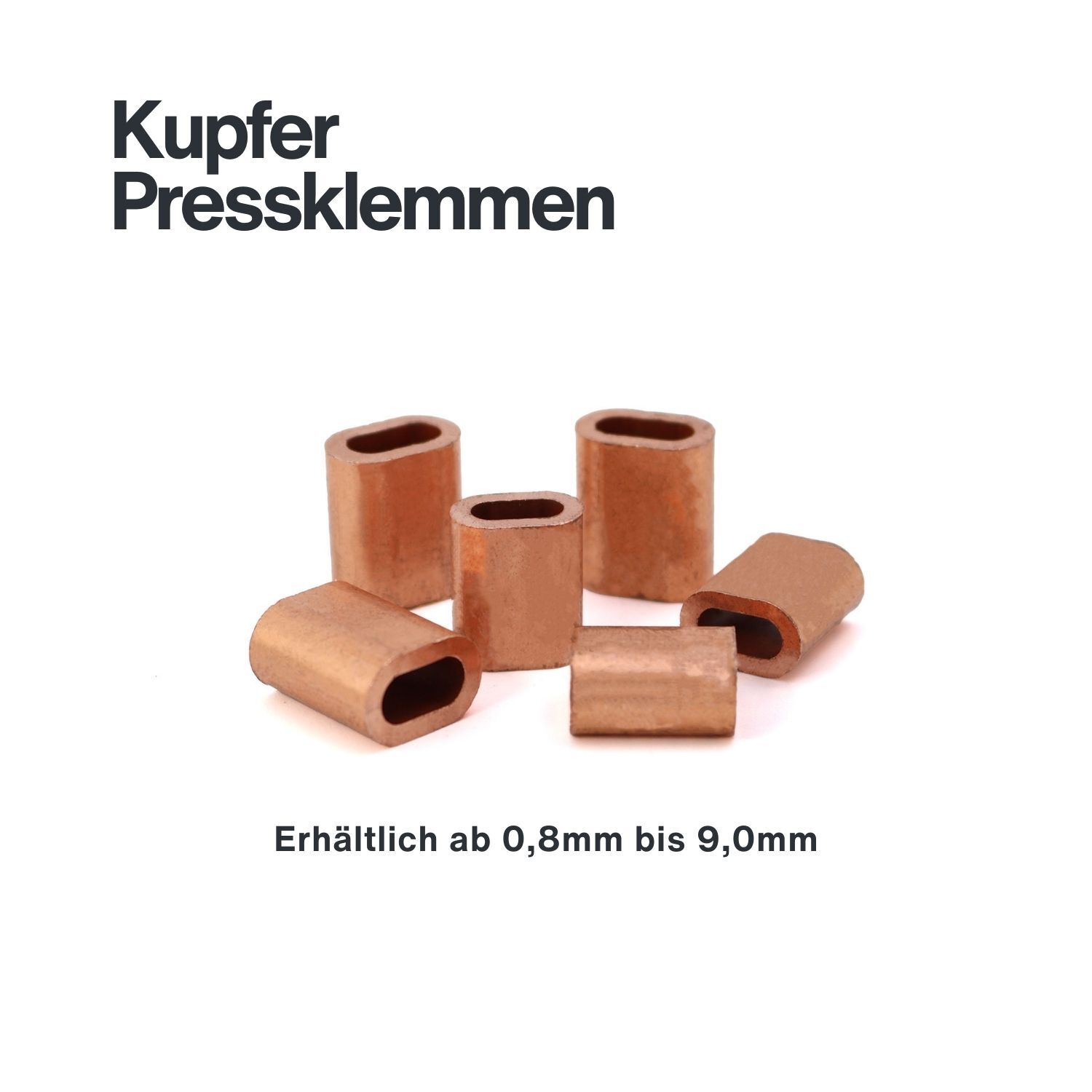 Kupfer Pressklemme Typ Z für Edelstahl Drahtseile Kupfer Pressklemme Typ Z für Edelstahl Drahtseile