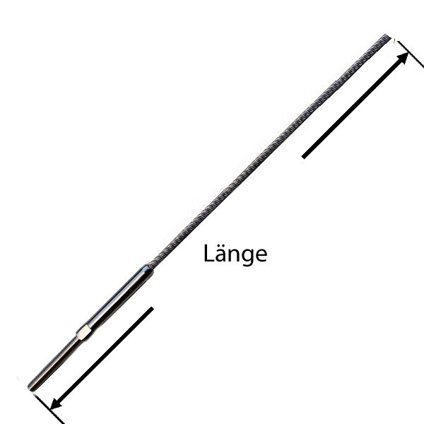 Edelstahl Drahtseil V4A 1,5mm / einseitig mit Gewinde M4x13 Edelstahl Drahtseil V4A 1,5mm / einseitig mit Gewinde M4x13 | Hamburger Tauwerk Fabrik – Beste Qualität seit 1901. Jetzt online kaufen