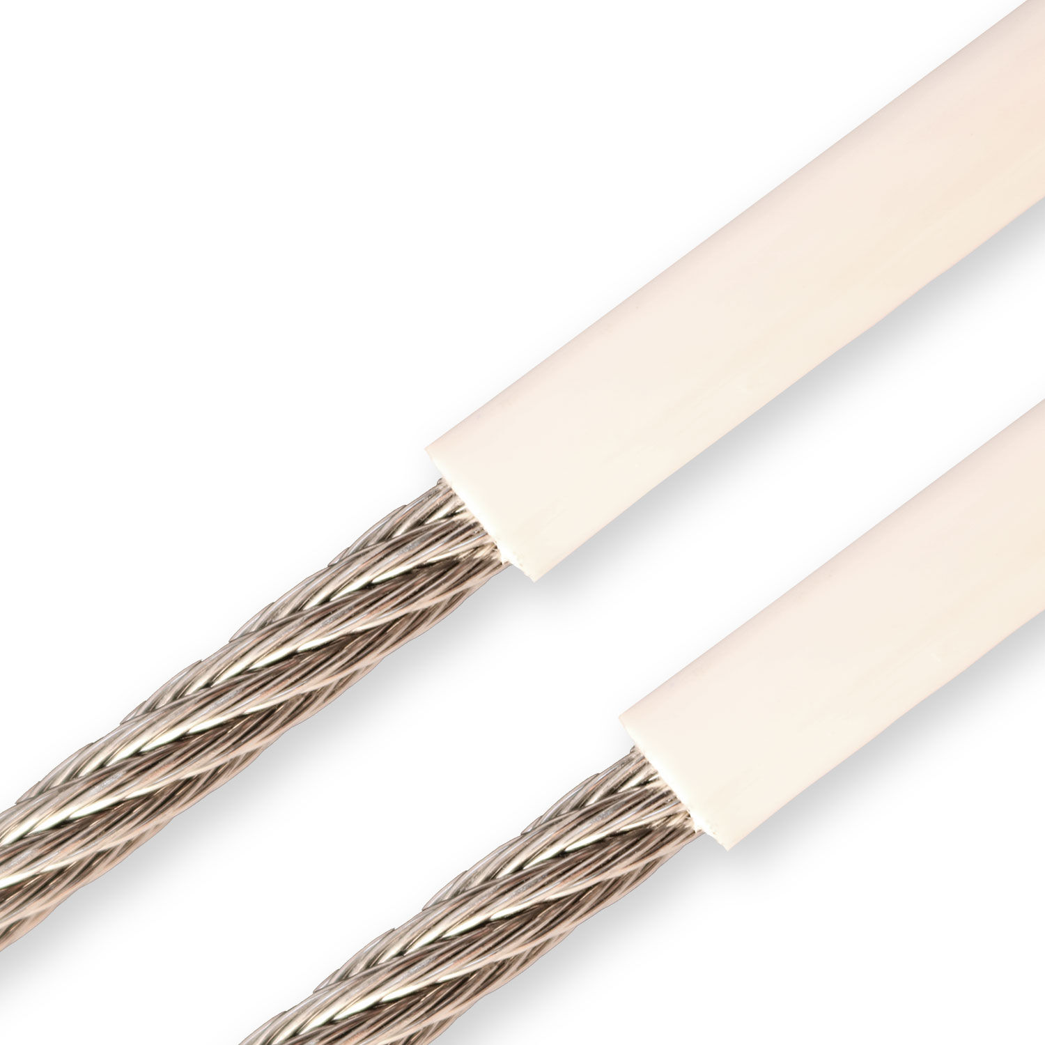 Edelstahl Drahtseil 7x7 flexibel, PVC-ummantelt weiß – 3,0 bis 9,0 mm Ø Edelstahl Drahtseil 7x7 flexibel, PVC-ummantelt weiß – 3,0 bis 9,0 mm Ø