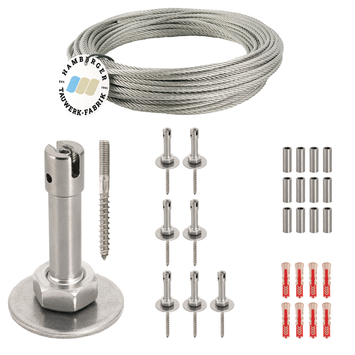Ranksystem 58mm Kit / 8 Wall Mounts / 12,5m Wire Rope Ranksystem 58mm Kit / 8 Wall Mounts / 12,5m Wire Rope