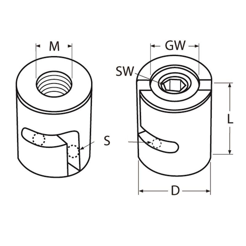 KK91-4 Kreuzklemme KK91 – Verstellbare Edelstahl-Kreuzklemme mit durchgehendem Gewinde (0°–90°) für Drahtseile 2–6 mm“
