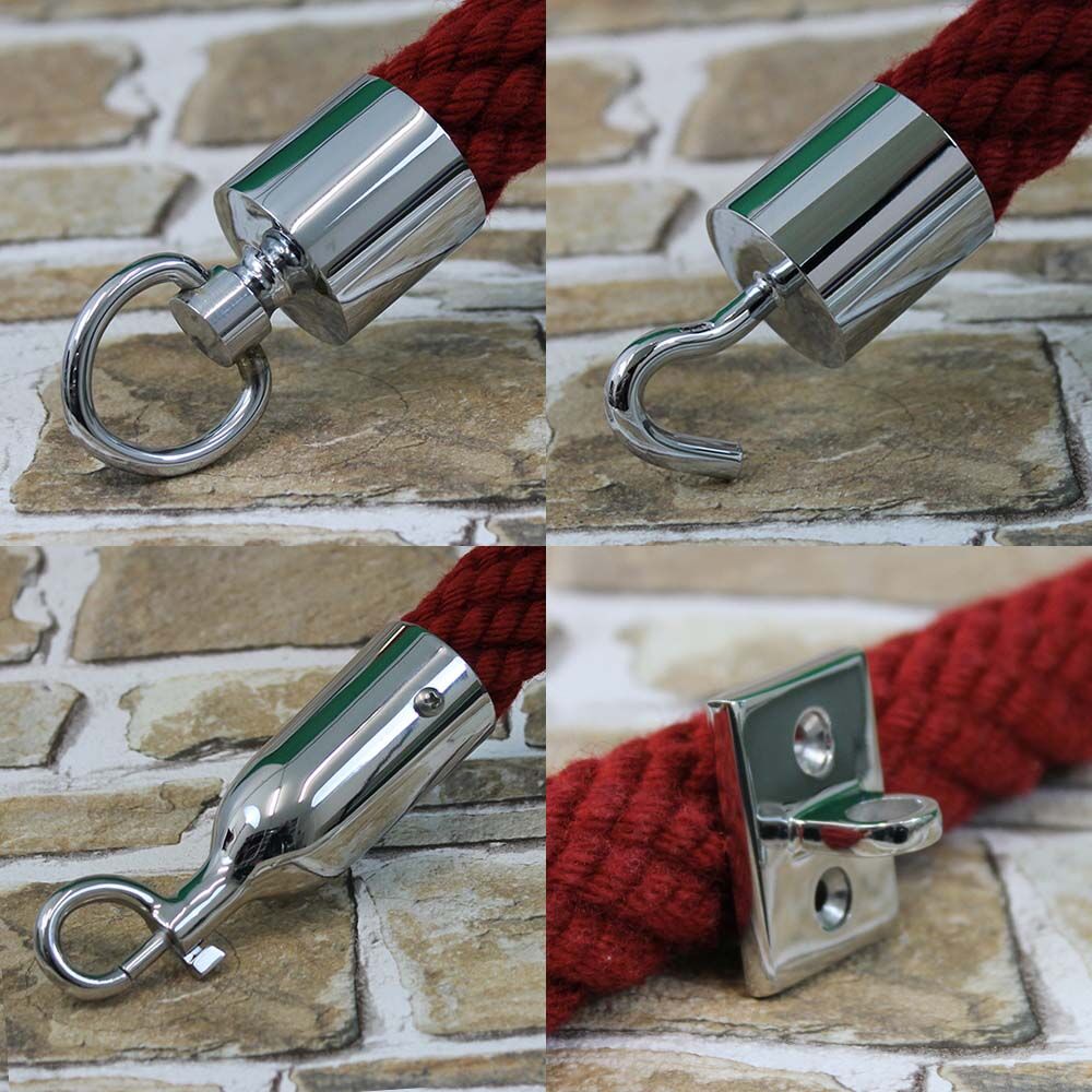 Rope End Cap with Ring - Bright Chrome-Plated Rope End Cap with Ring - Bright Chrome-Plated