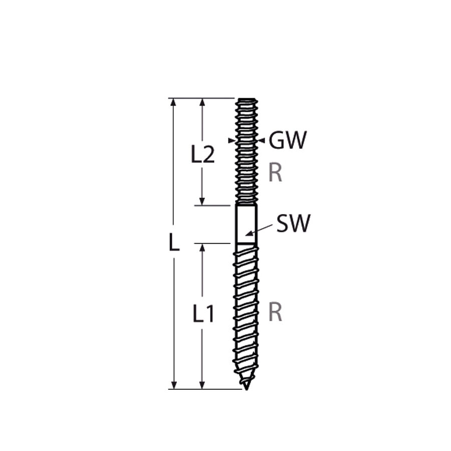 Stainless Steel Hanger Bolt / M6 - M12 Stainless Steel Hanger Bolt / M6 - M12
