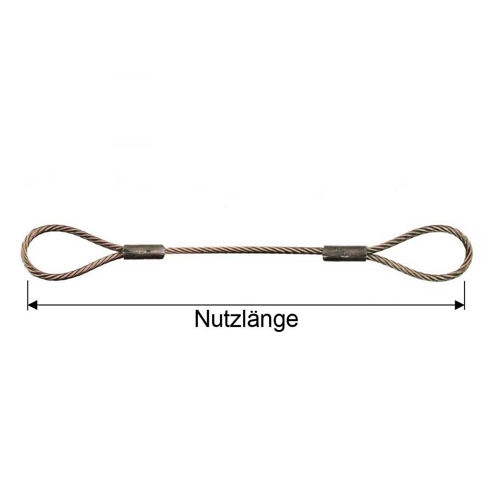 Drahtseil mit Schlaufe, beidseitig aus Edelstahl in 0,5mm, 1,0mm, 1,5mm, 2,0mm, 2,5mm, 3,0mm, 4,0mm, 5,0mm, 6,0mm, 8,0mm, 10mm und 12mm Stärke.