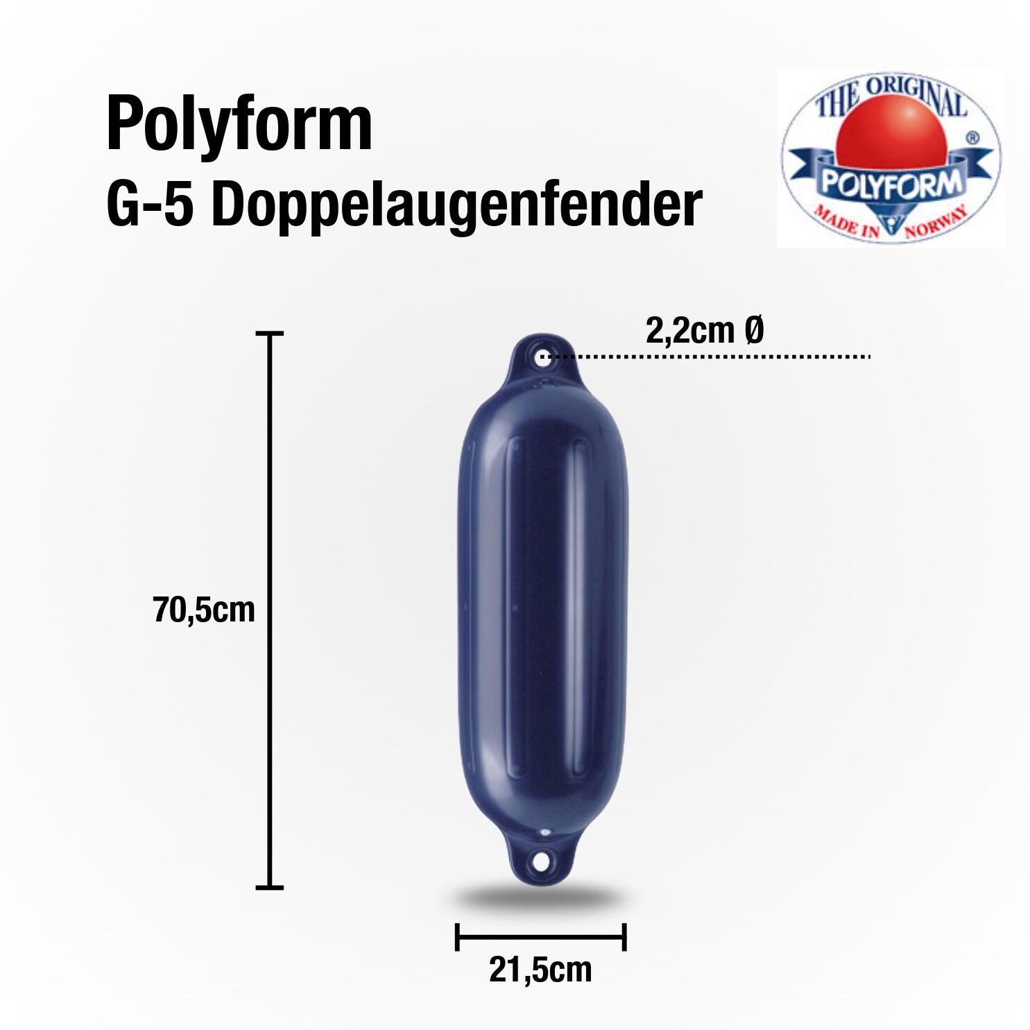 Polyform Fender Typ G-5 / 705mm x 215mm / Blau Polyform Fender Typ G-5 / 705mm x 215mm / Blau