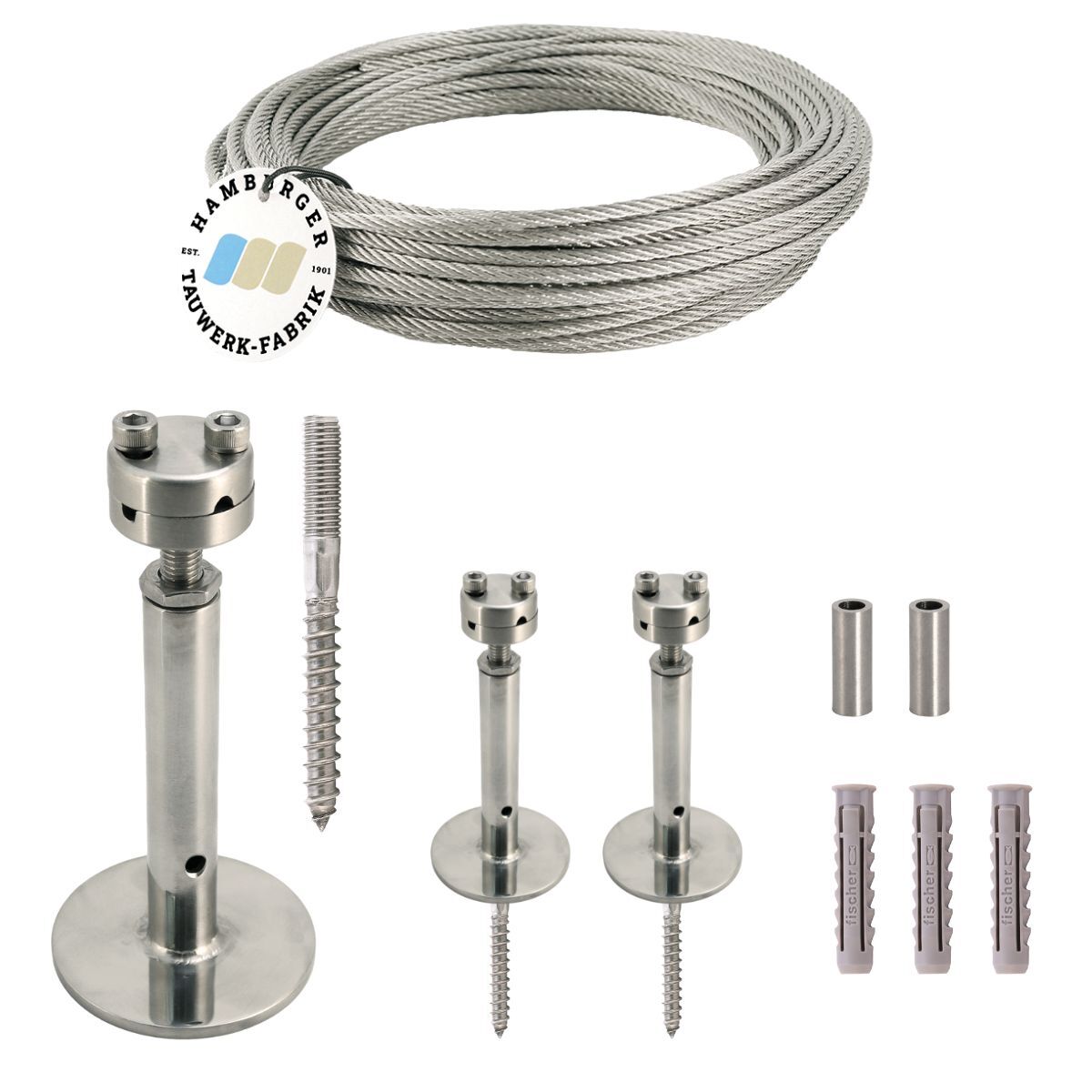 Ranksystem Exklusive 130mm Bausatz / 3 Wandhalter / 6,5m Drahtseil Ranksystem Exklusive 130mm Bausatz / 3 Wandhalter / 6,5m Drahtseil