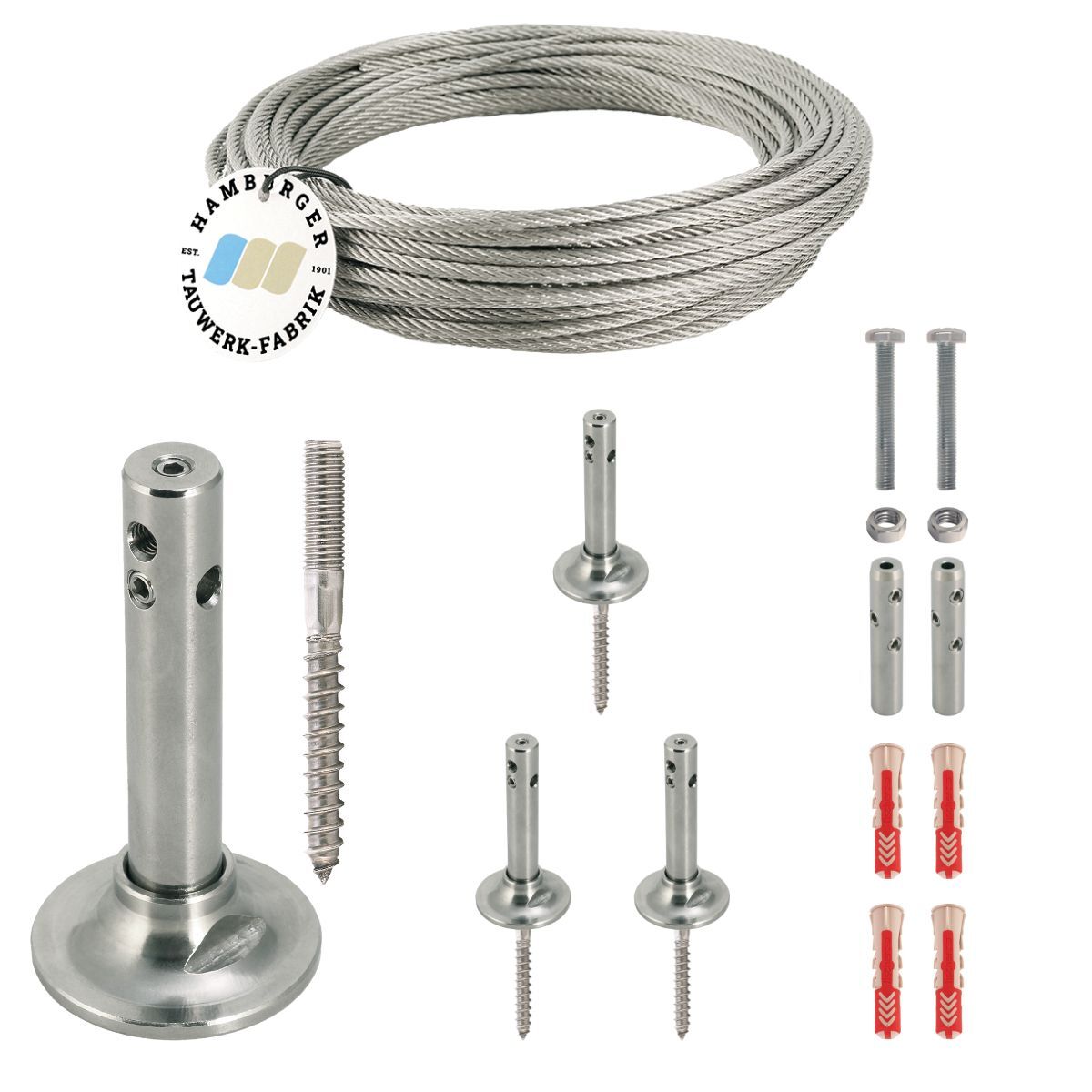 Ranksystem Exklusive 88mm / 4 Wandhalter / 6,5m Drahtseil Ranksystem Exklusive 88mm / 4 Wandhalter / 6,5m Drahtseil