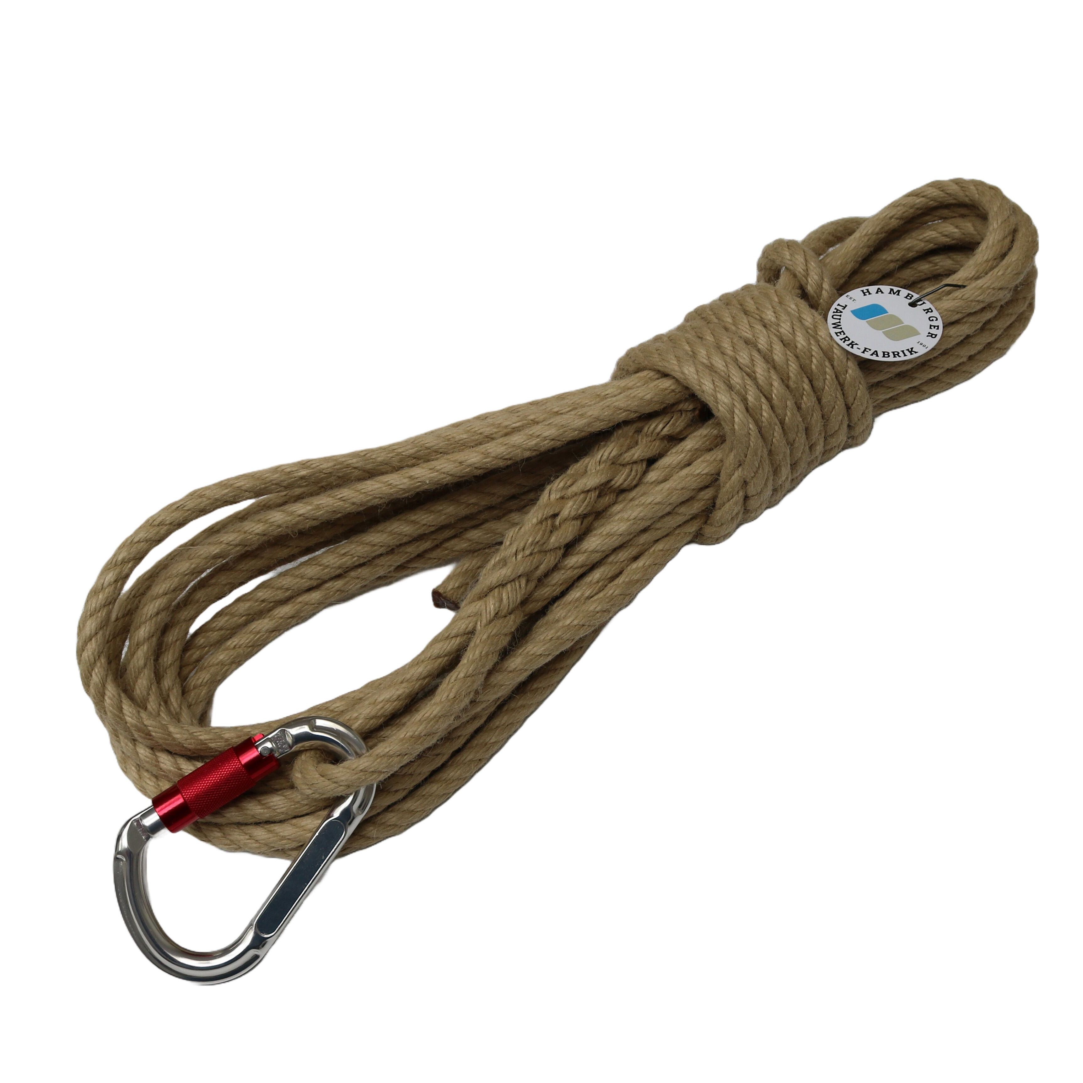 Arbeitsleine Polyhanf mit Schlaufe & Karabiner / 10 - 20mm ø Arbeitsleine Polyhanf mit Schlaufe & Karabiner / 10 - 20mm ø