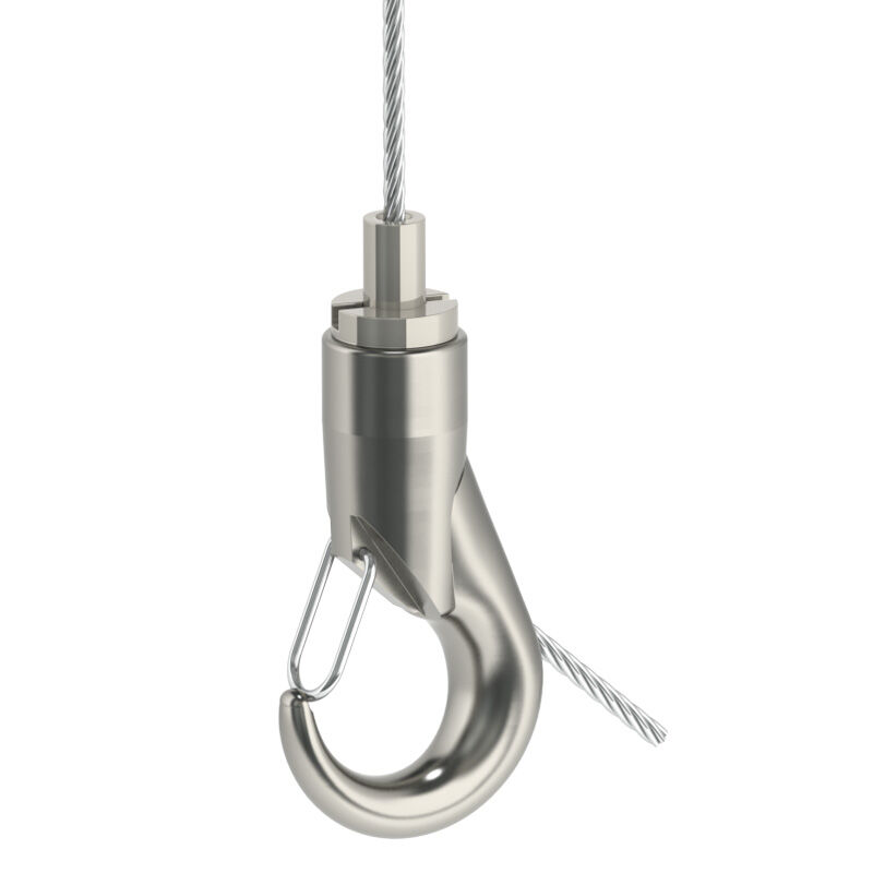 Drahtseilhalter/Gripper Typ20 / Haken mit Sicherung / vernickelt Drahtseilhalter/Gripper Typ20 / Haken mit Sicherung / vernickelt