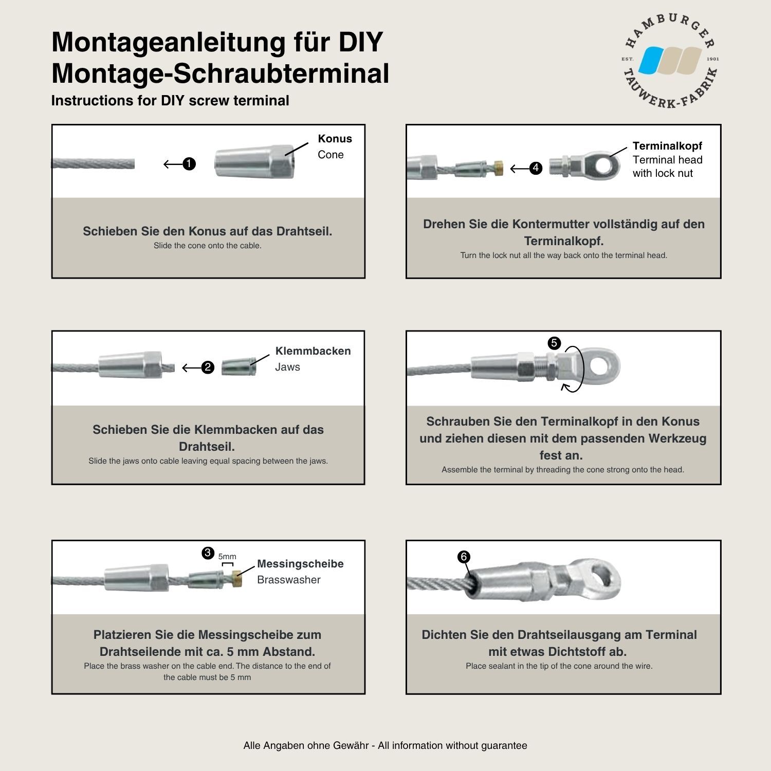 Montage - Gabelterminal für 6,0mm Drahtseil aus der Hamburger Tauwerk Fabrik - Est. 1901 ✓ Made in Germany ✓ Top Qualität ➤ Jetzt kaufen!
