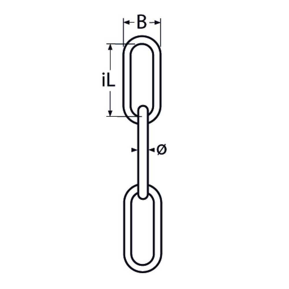 TZKetteLanggliedrig Edelstahl-Kette langgliedrig ähnl. DIN 763/5685-C / 1,5 - 13mm, Edelstahl A4 - AISI 316