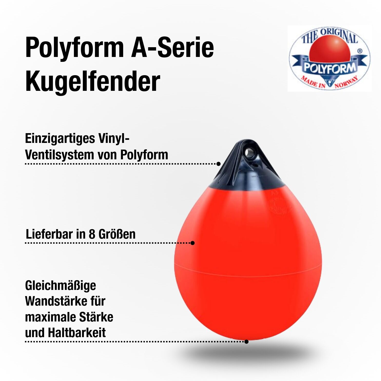 Polyform Kugelfender Typ A0 / 280mm x 210mm / Rot | Hamburger Tauwerk Fabrik – Beste Qualität seit 1901. Jetzt online kaufen
