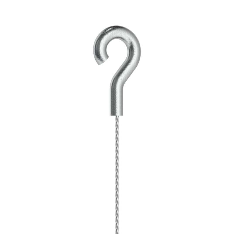 Drahtseil 1,2mm, 6x7 mit Zamak-Haken / Länge 2500mm Drahtseil 1,2mm, 6x7 mit Zamak-Haken / Länge 2500mm