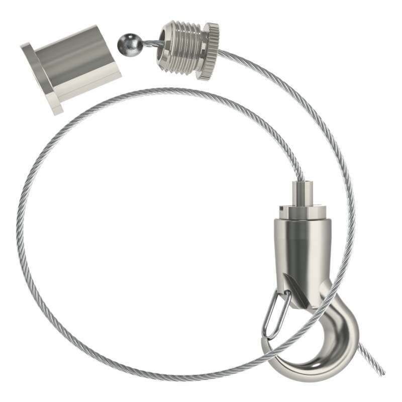 Abhängeset mit Haken-Gripper, Drahtseil 1,5mm / Länge 1500mm Abhängeset mit Haken-Gripper, Drahtseil 1,5mm / Länge 1500mm
