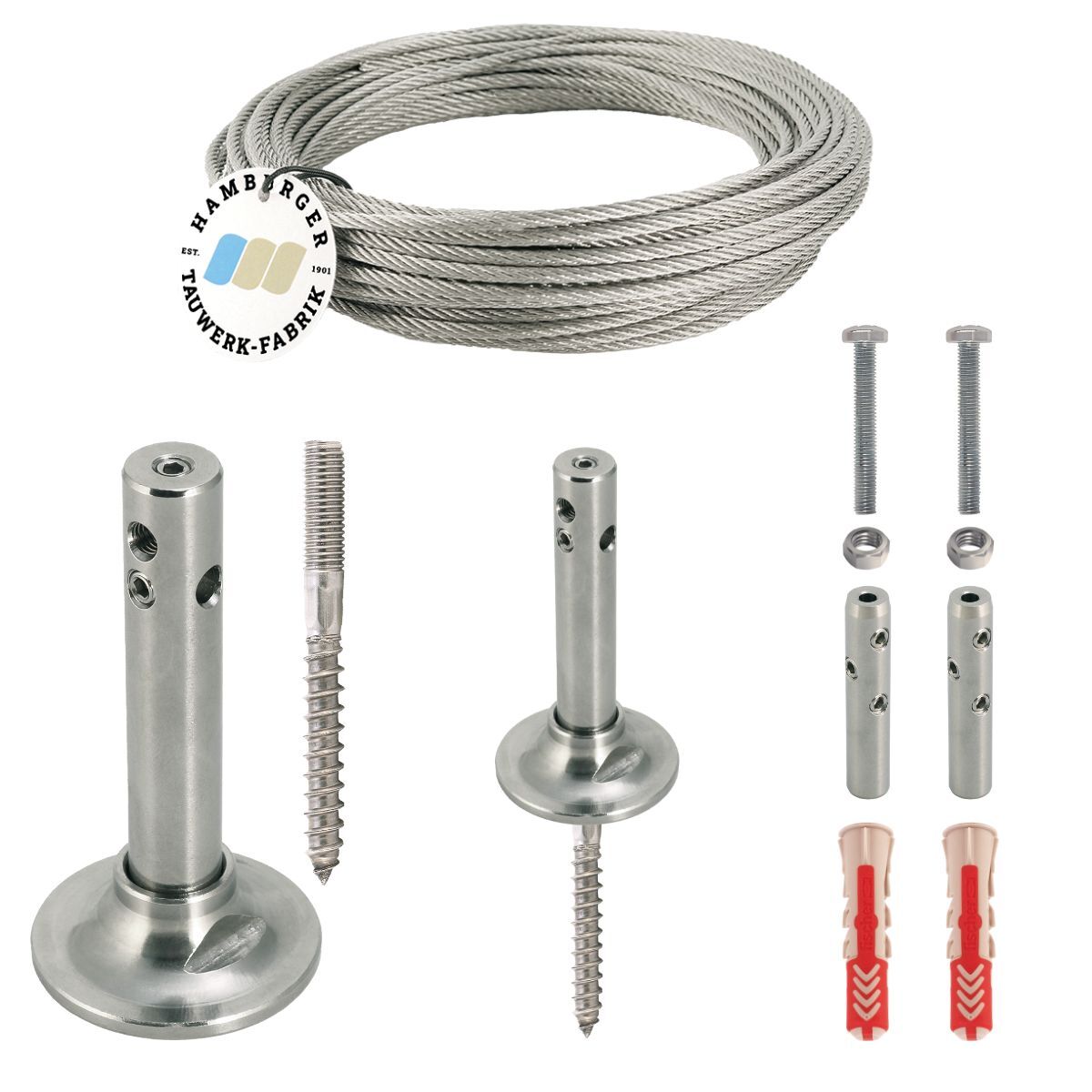 Ranksystem Exklusive 88mm / 2 Wandhalter / 3,0m Drahtseil Ranksystem Exklusive 88mm / 2 Wandhalter / 3,0m Drahtseil