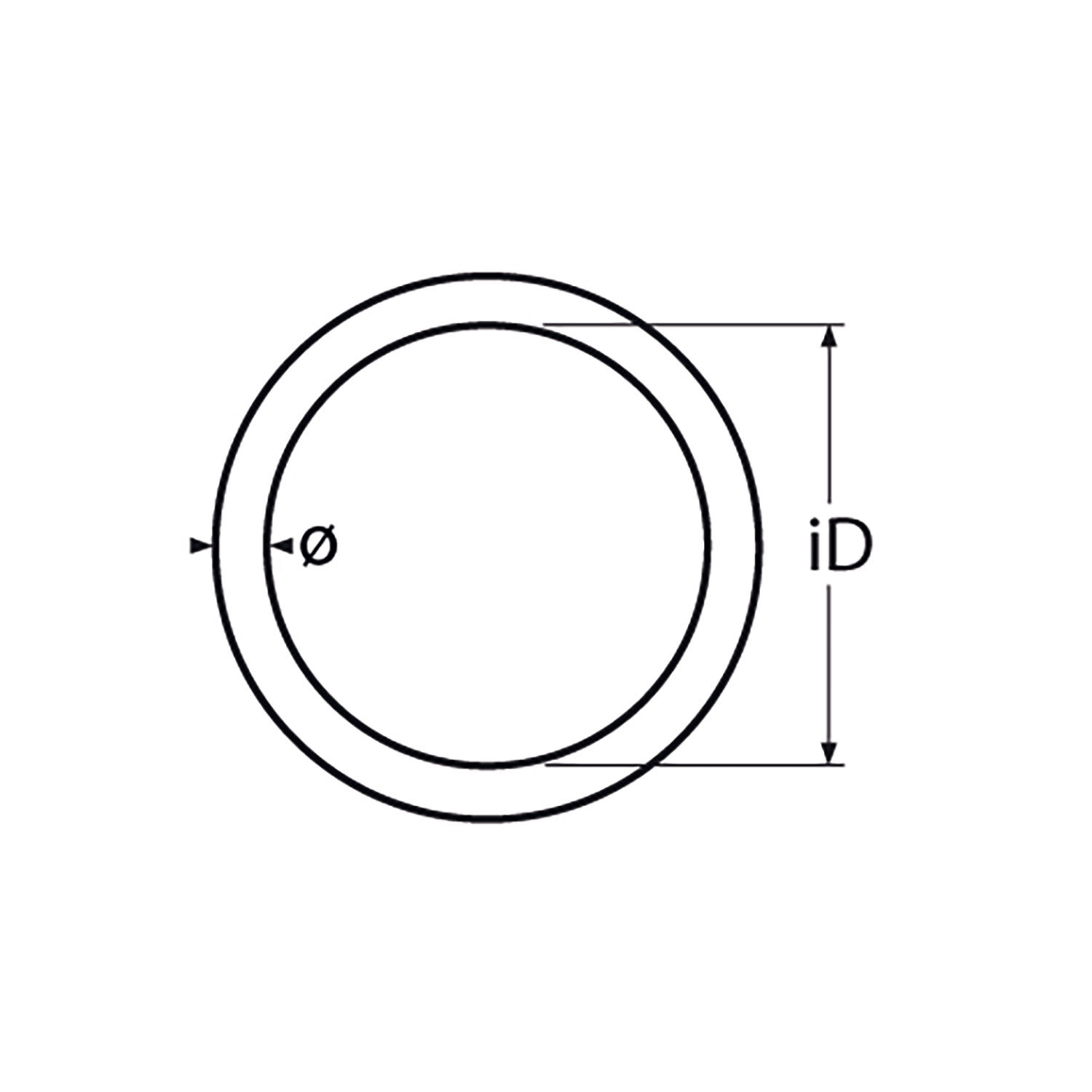 Technische Zeichnung vom schwarzen Ring in PVD schwarz Ring geschweißt 3,0 - 5,0mm, PVD Schwarz, Edelstahl A4 - AISI 316