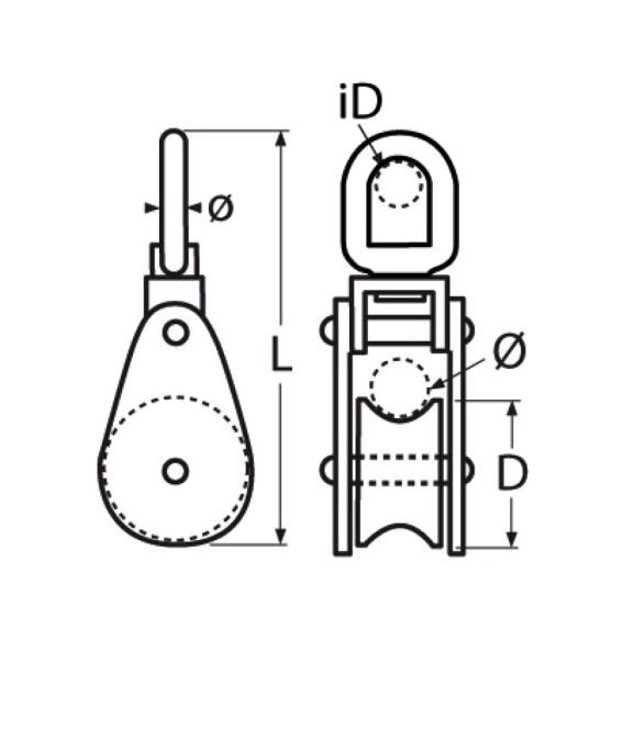 Block mit 25mm Rolle / Einfach mit Wirbel | Hamburger Tauwerk Fabrik – Beste Qualität seit 1901. Jetzt online kaufen