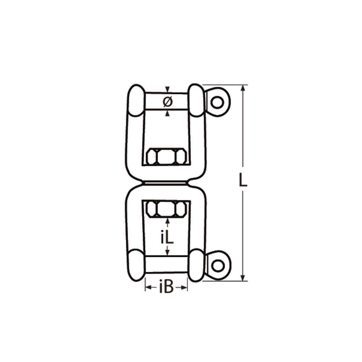 Wirbel Gabel - Gabel Wirbel - Gabel / Gabel 5,0 - 19mm, Edelstahl A4 - AISI 316