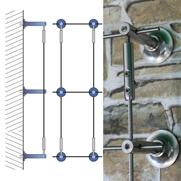 Ranksystem Exklusive 88mm / 6 Wandhalter / 7,0m Drahtseil Ranksystem Exklusive 88mm / 6 Wandhalter / 7,0m Drahtseil