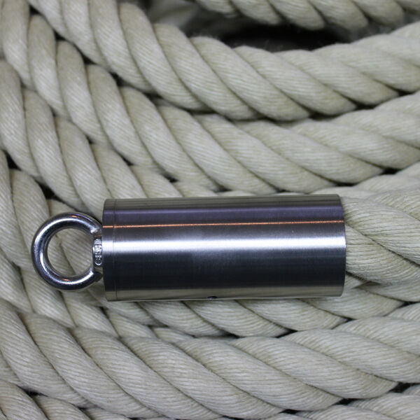 Abschluß-Endkappe - Edelstahl matt mit Augende für 40mm Handlaufseil/Absperrseil