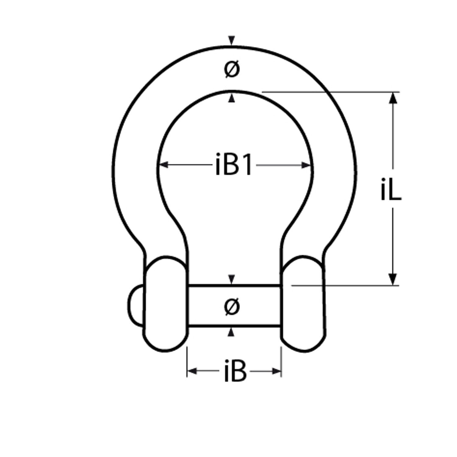 Round Shackle "Secur", bow shape, with TX+Pin / M5, Stainless Steel A4-AISI 316