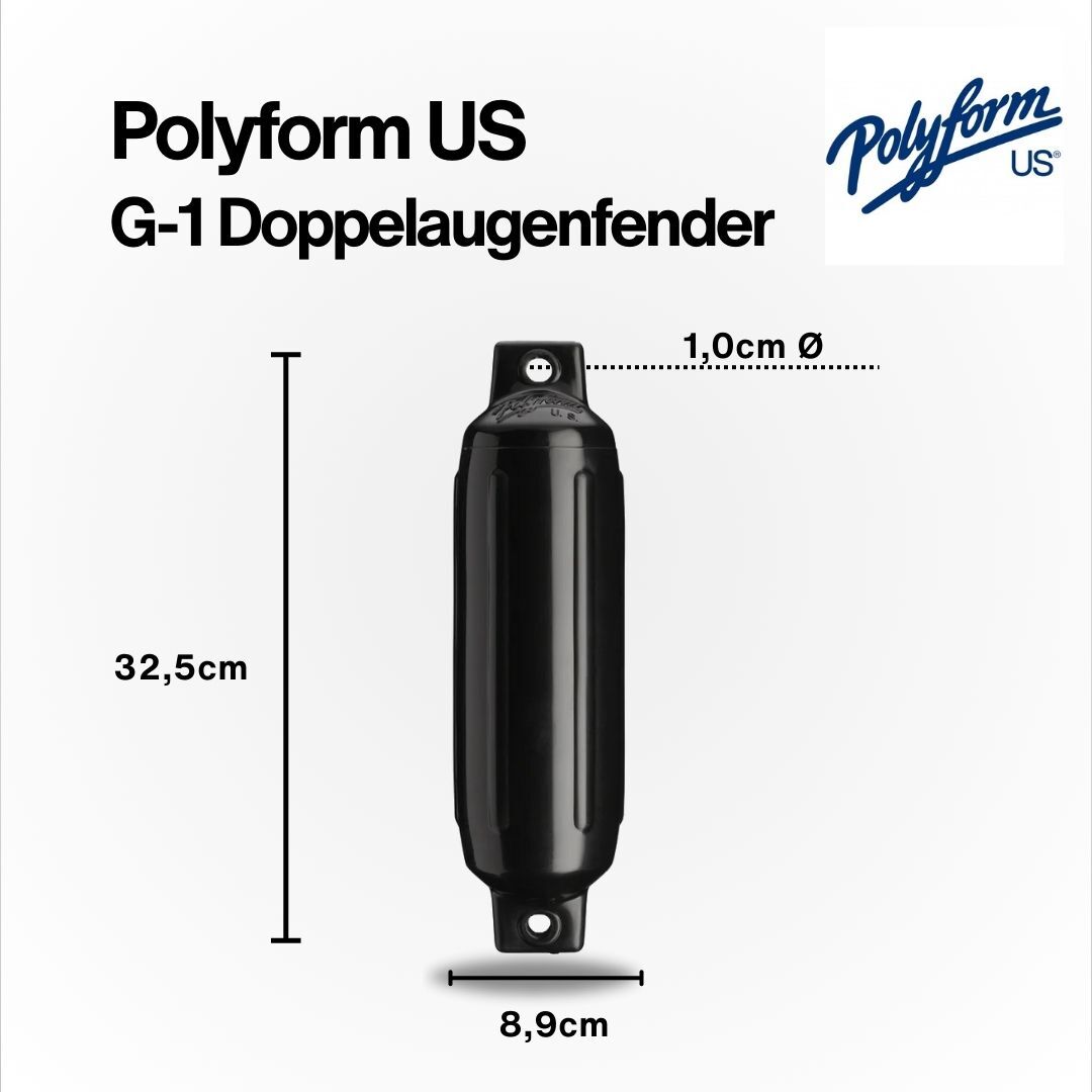 Polyform US Fender Typ G1 / 325mm x 89mm / Schwarz | Hamburger Tauwerk Fabrik – Beste Qualität seit 1901. Jetzt online kaufen