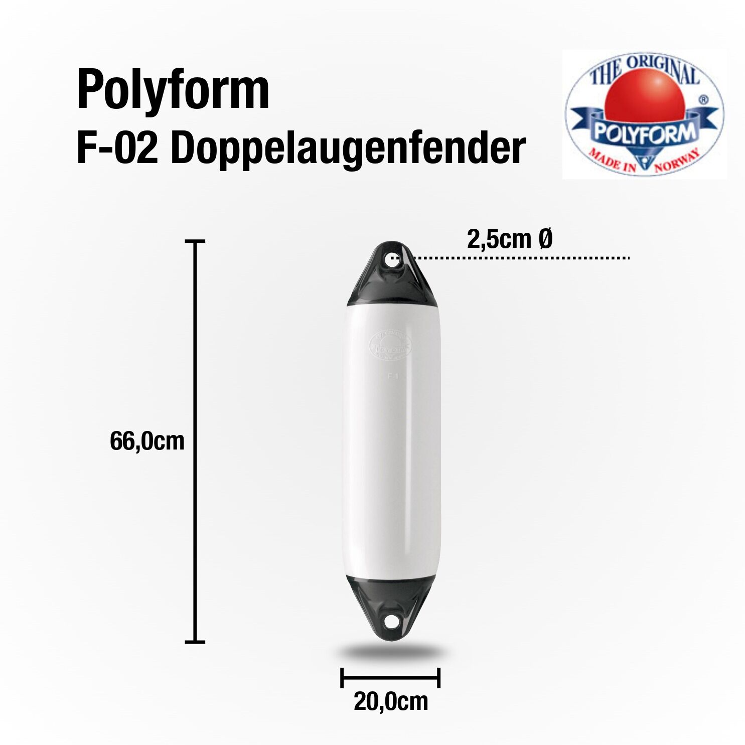 Polyform Fender Typ F-02 / 660 x 200mm / Weiß Polyform Fender Typ F-02 / 660 x 200mm / Weiß