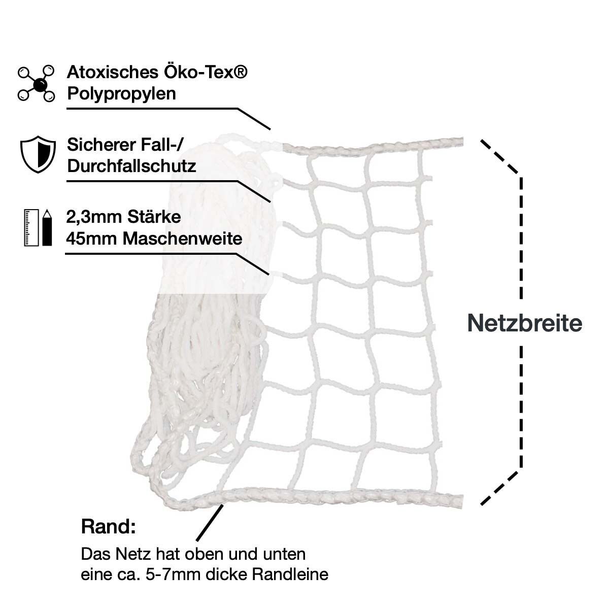Universal Netz / Maschenweite 45mm / Breite 2,0mtr. / Weiß | Hamburger Tauwerk Fabrik – Beste Qualität seit 1901. Jetzt online kaufen