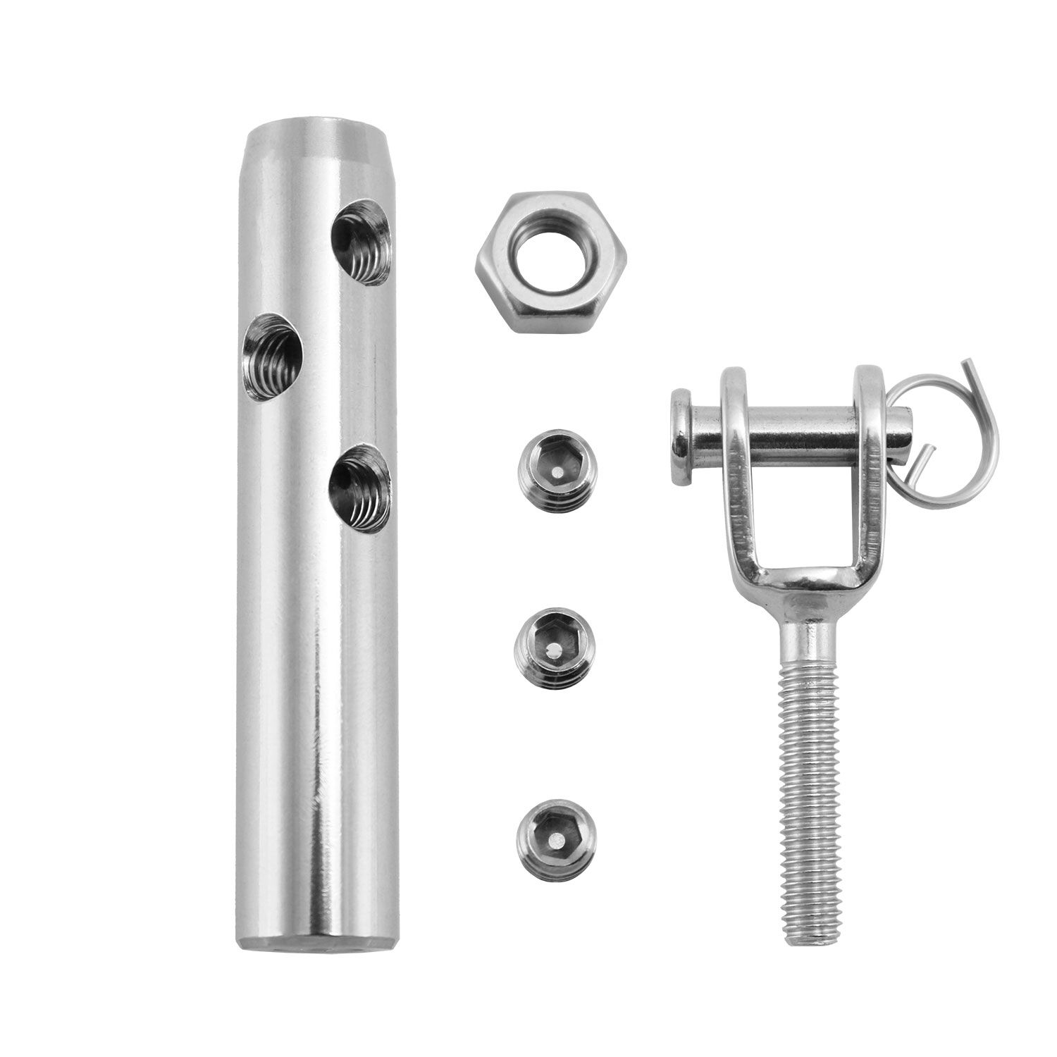 DIY Selbstmontage Seilspanner für 4mm Drahtseil mit Gabelende M6 DIY Selbstmontage Seilspanner für 4mm Drahtseil mit Gabelende M6