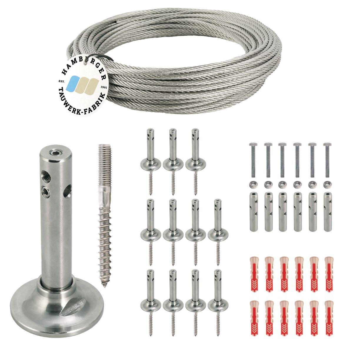 Ranksystem Exklusive 88mm / 12 Wandhalter / 14m Drahtseil Ranksystem Exklusive 88mm / 12 Wandhalter / 14m Drahtseil