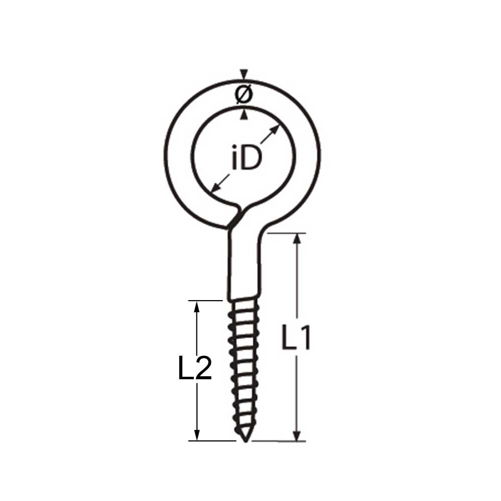 ÖsenschraubemitHolzgewinde Ösenschraube mit Holzgewinde 3,3 - 3,9mm, Edelstahl A4 - AISI 316