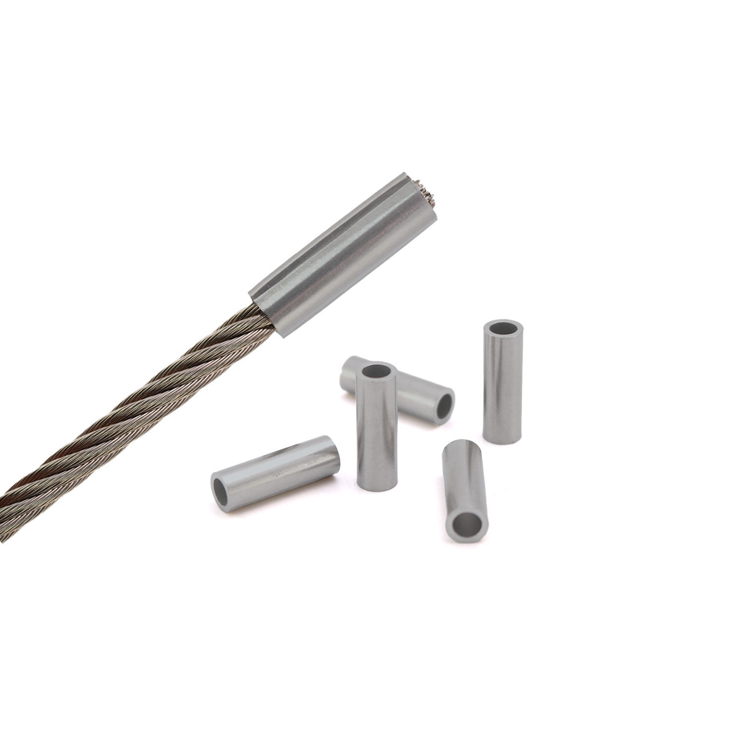 D-System Stophülsen / Rund-Pressklemmen aus Kupfer für 2,0 - 5mm Drahtseil